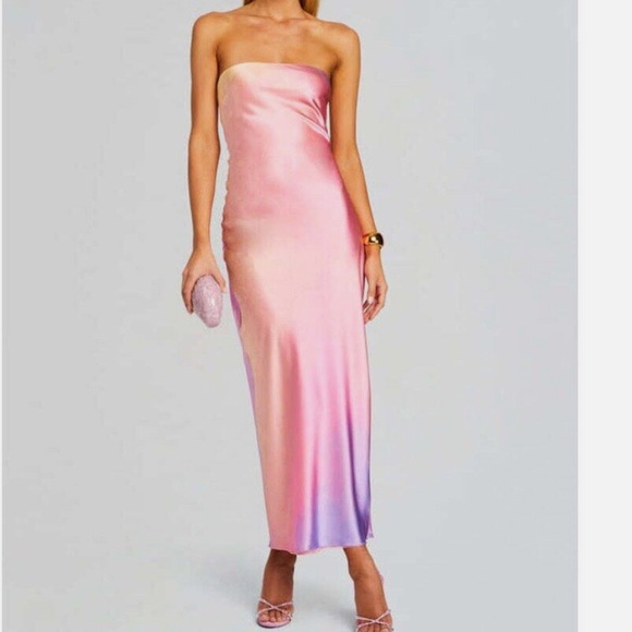 Dresses & Skirts - NWOT SER.O.YA CERITH SILK STRAPLESS MIDI DRESS SUNSET TIE DYE